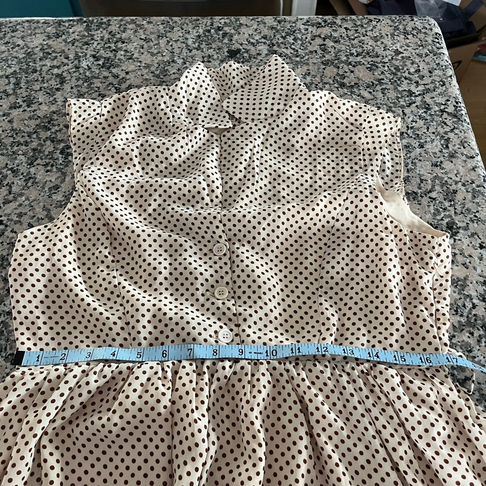 Cream and brown polka dot lindy bop dress xl - Picture 7 of 7